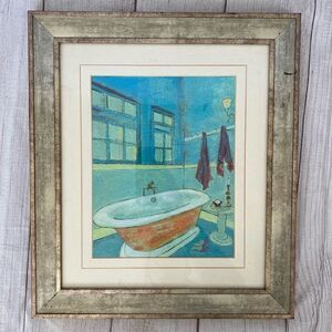 Bathroom hanging picture decor in frame 15.5x13.5x1